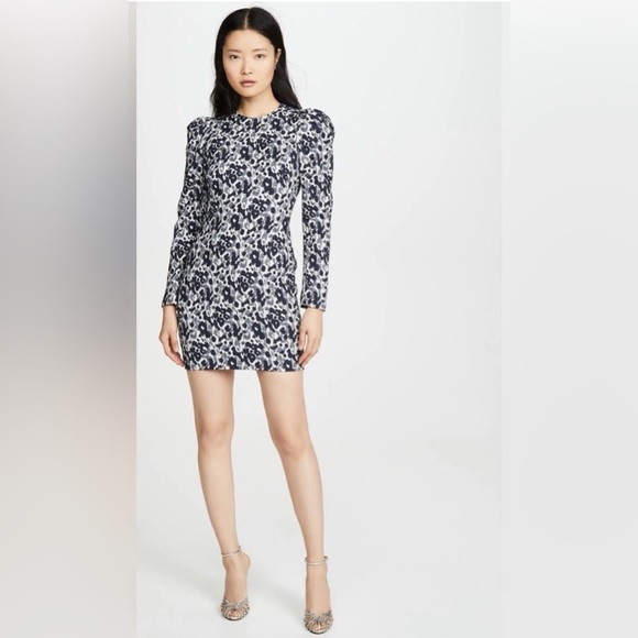 Black Halo Dresses & Skirts - Black Halo Hadley Abstract Floral Long Sleeve Mini Dress in Spotted Vines Sz 6